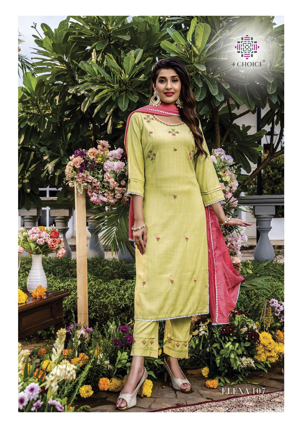 4 Choice Elexa Printed Viscose Kurti Pant With Dupatta Collection
